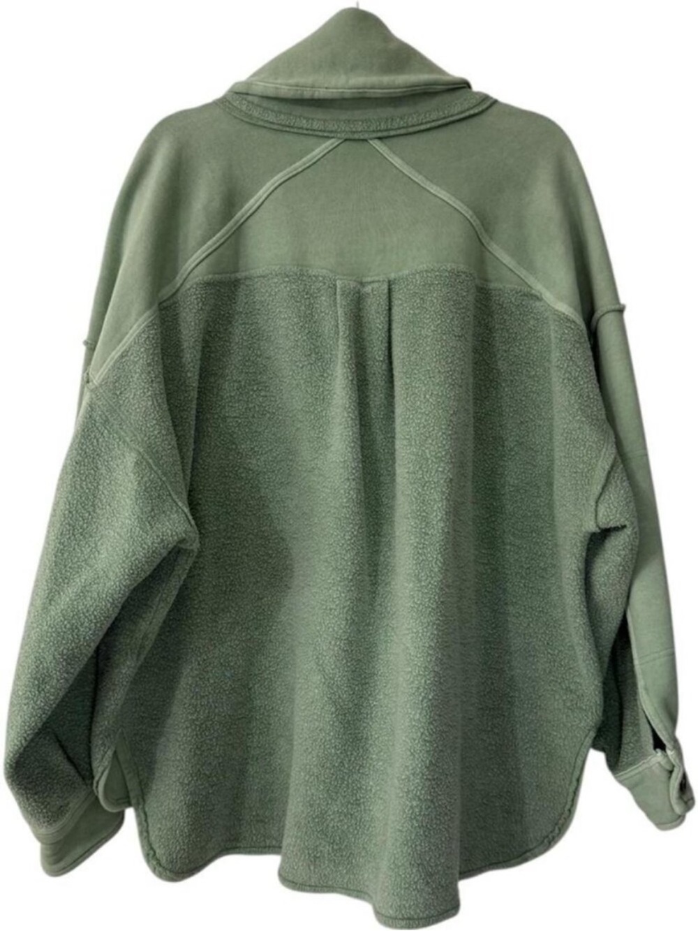 Free People Jordan Slouchy Reversed Fleece Sage Green Jacket Small - Picture 5 of 9